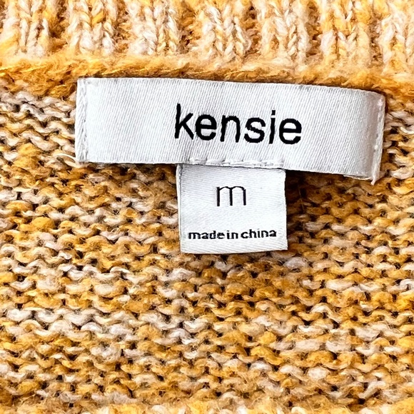 Kensie Heathered Open Knit Ruffle Sweater Sz M Retro Mustard Shabby Chic Cottage - Picture 2 of 12